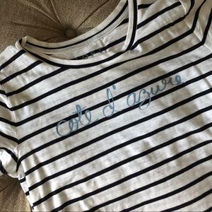 LOFT cote d’azure striped slogan tee